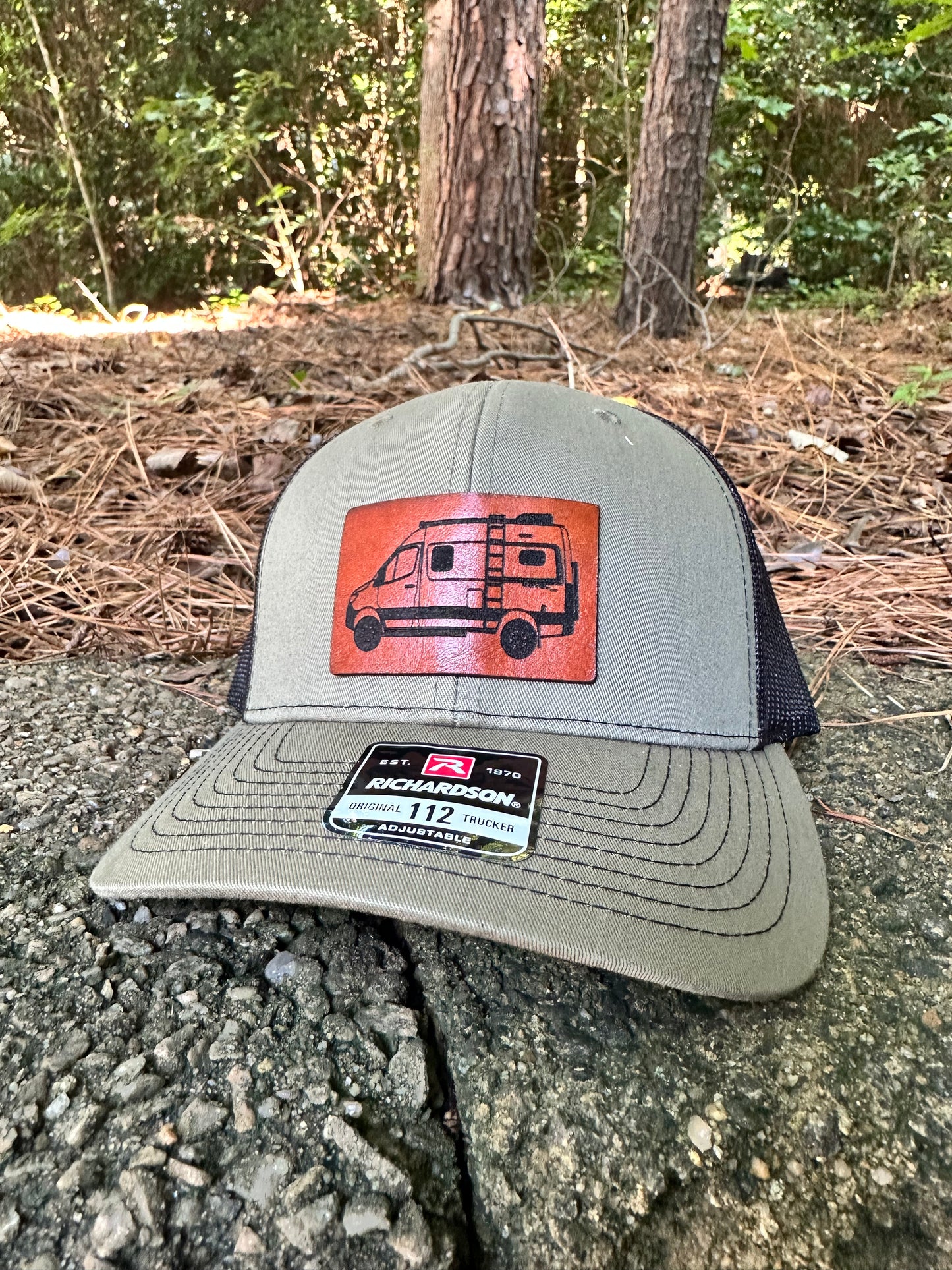 Winnebago Revel trucker hat, Leather patch Hat, Gift for men, Richardson 112 trucker hat