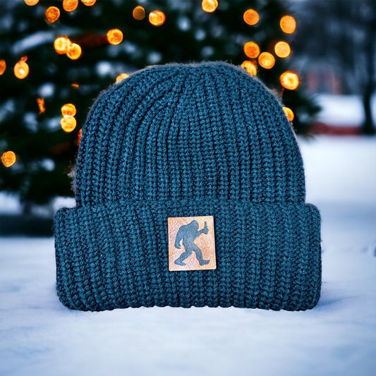 Bigfoot Beanie | Leather patch Beanie | Holiday gift idea | North Carolina | Leather Patch | Hound Dog