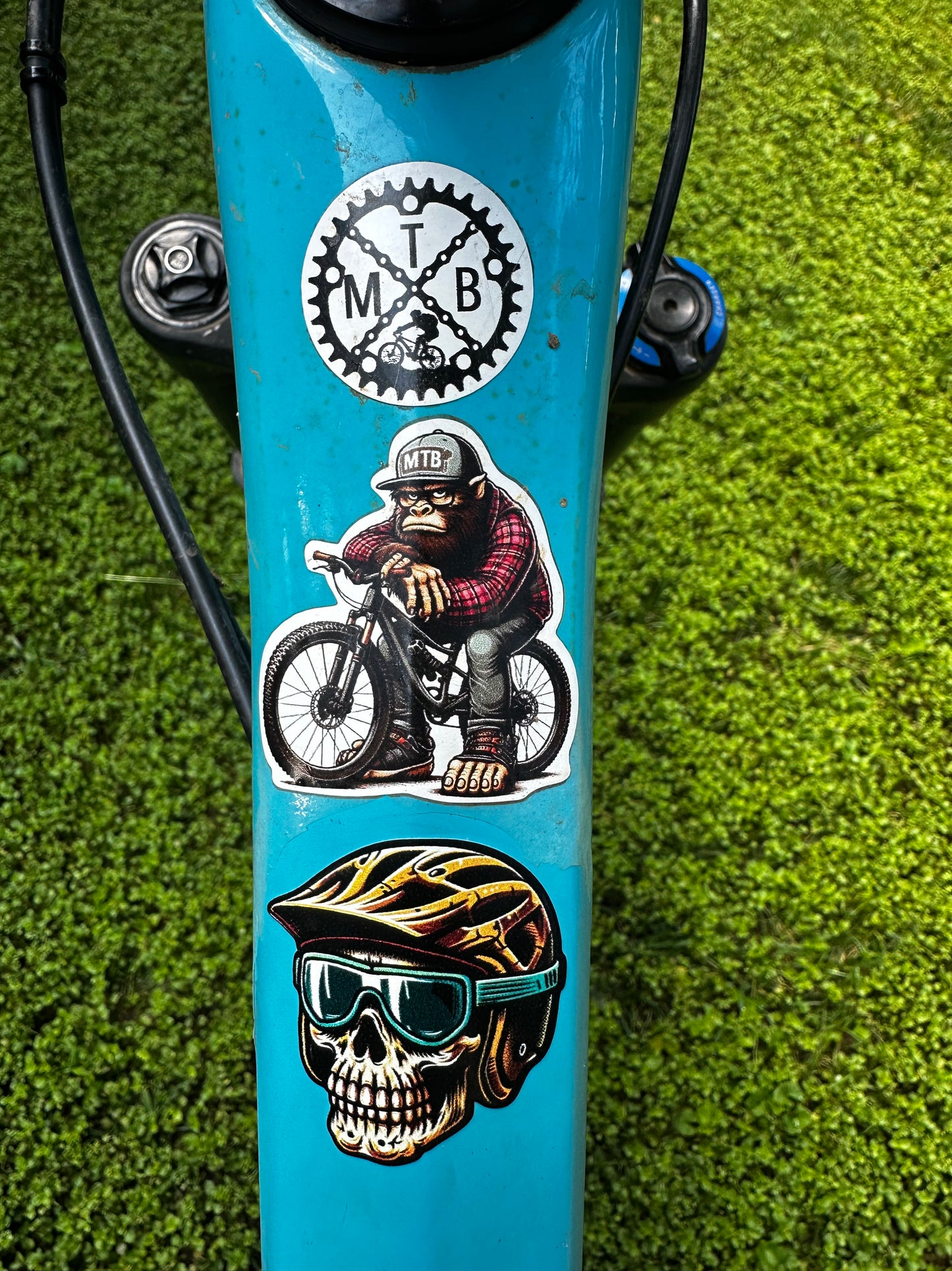 MTB Sticker Pack – Funny Mountain Bike Stickers for Riders | Bigfoot, Skull & MTB Logo Decals – Set of 3 for Helmets, Bikes & Laptops