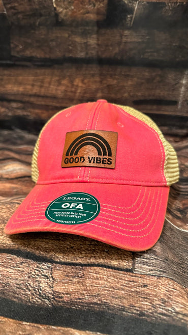 Custom Leather Patch Hat | Leather Patch Hat | Gifts for mom | Good Vibes |