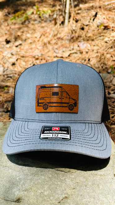 Winnebago Revel trucker hat, Leather patch Hat, Gift for men, Richardson 112 trucker hat