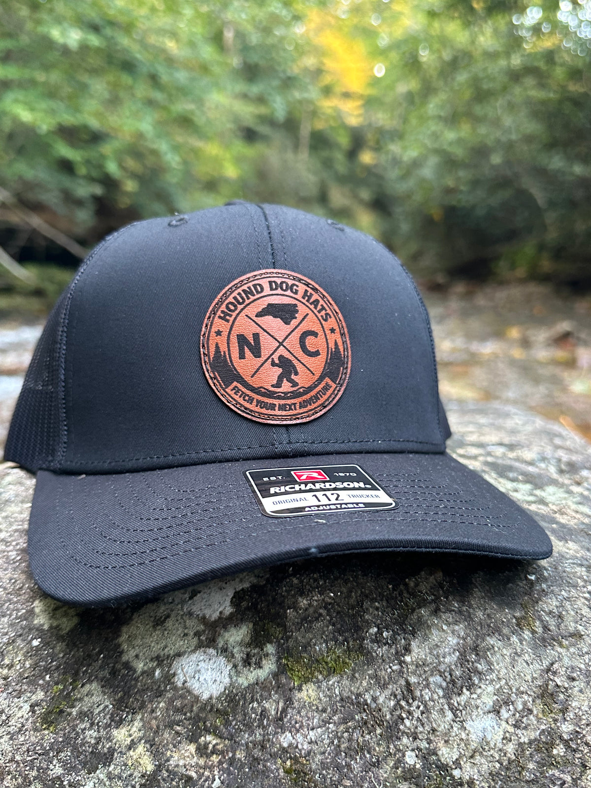 North Carolina Bigfoot Leather Patch Hat | NC Sasquatch Hat