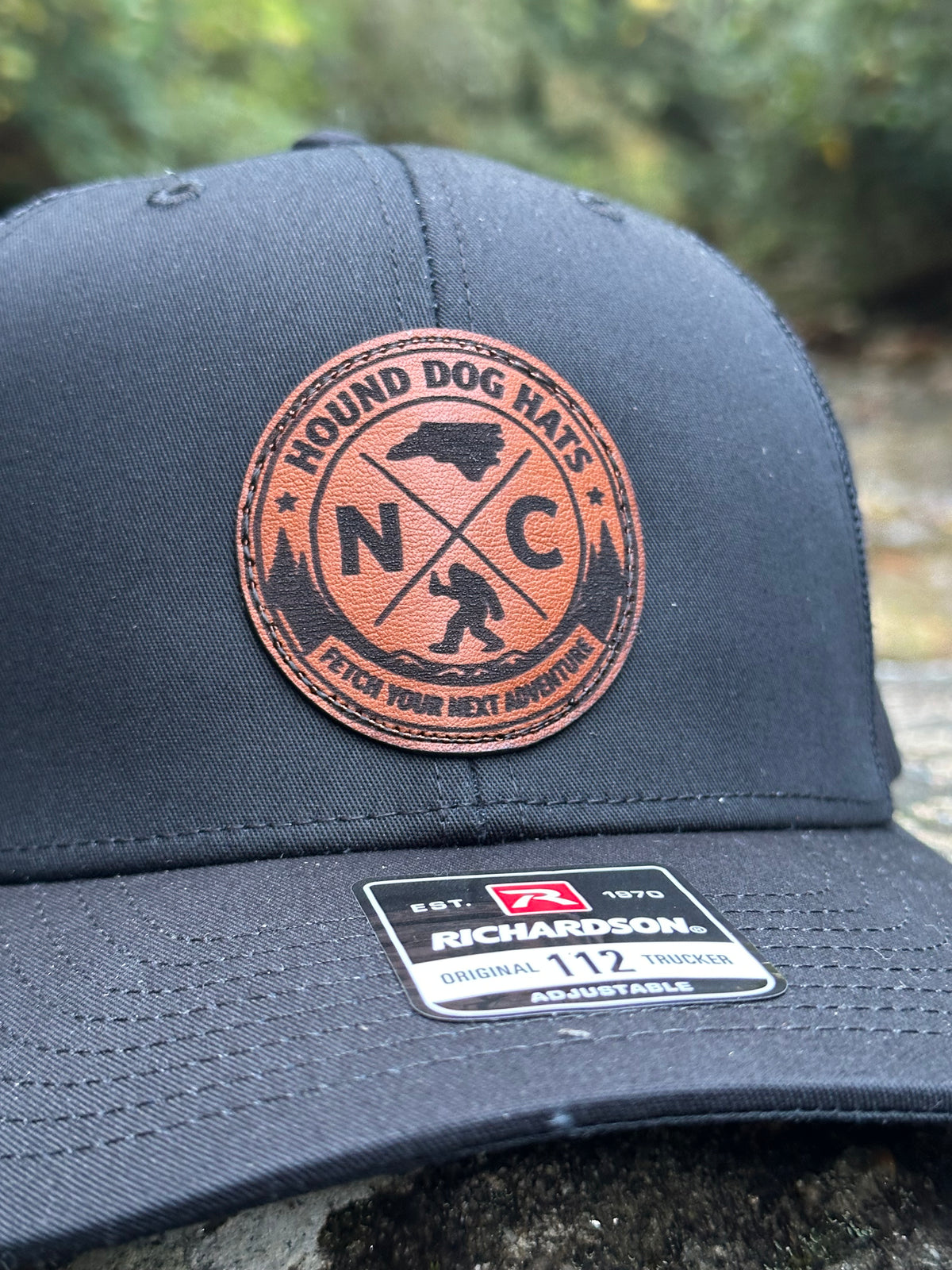 North Carolina Bigfoot Leather Patch Hat | NC Sasquatch Hat