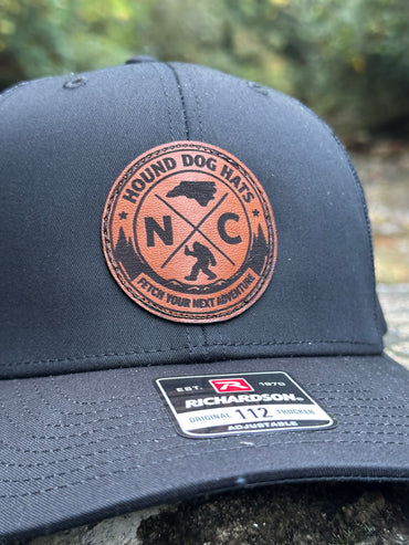 North Carolina Bigfoot Leather Patch Hat | NC Sasquatch Hat