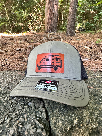 Winnebago Revel trucker hat, Leather patch Hat, Gift for men, Richardson 112 trucker hat