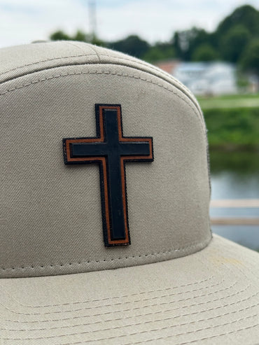 Christian Cross Leather Patch Hat