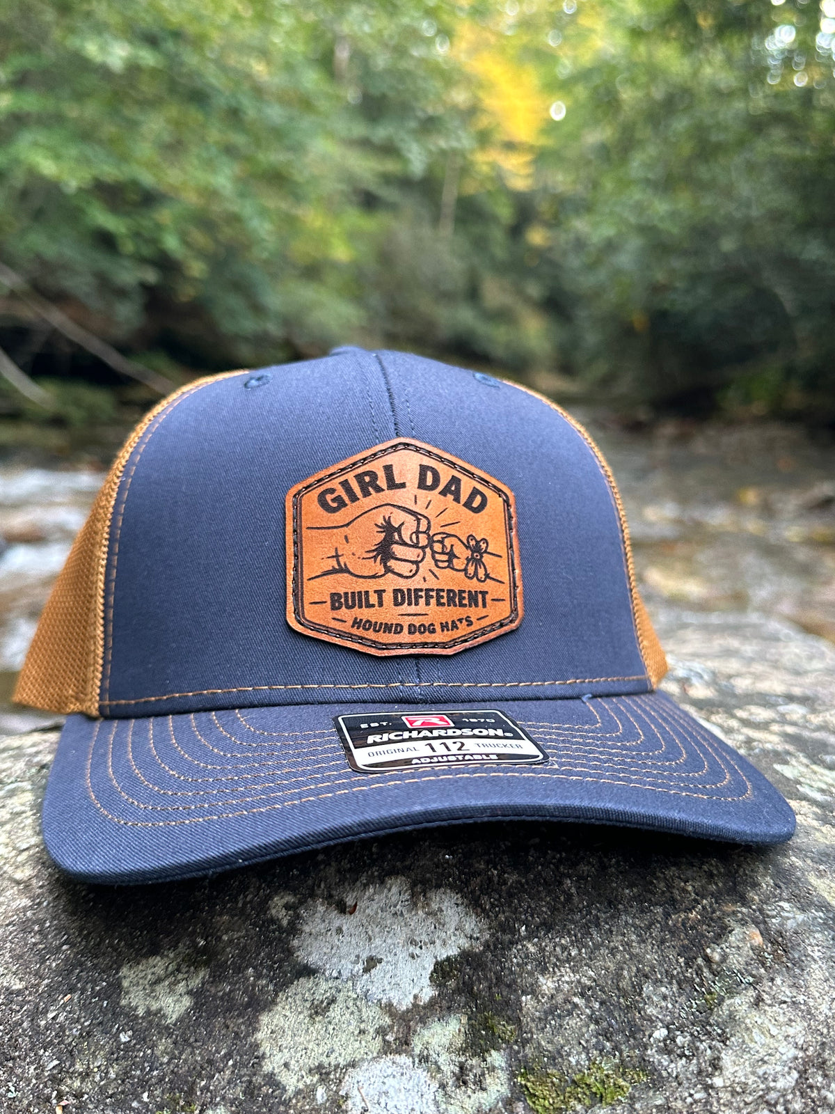 Proud Girl Dad Trucker Hat | Girl Dad Leather Patch Hat