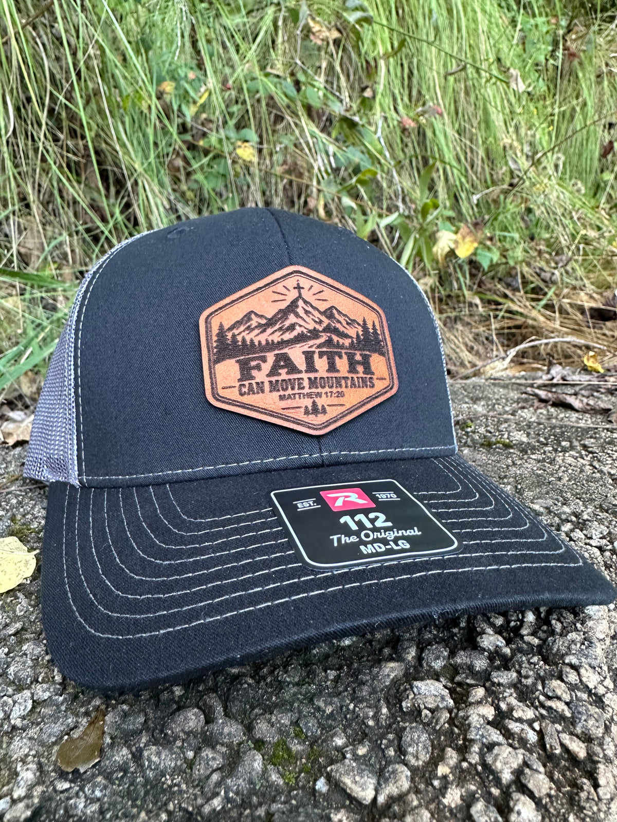 Faith Can Move Mountains Christian Leather Patch Hat