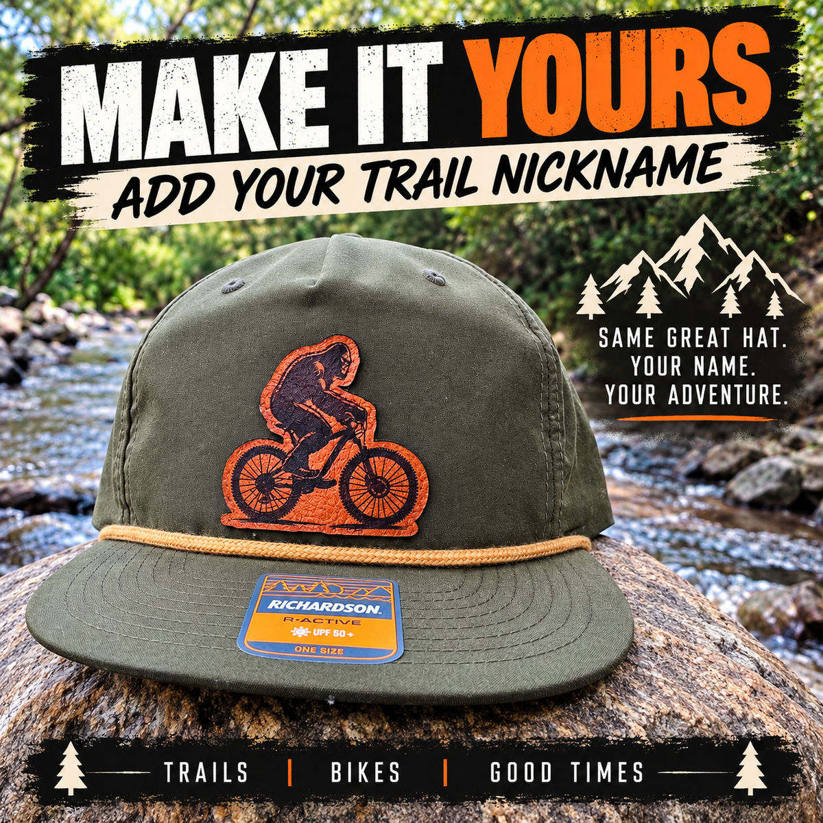 Custom Bigfoot Trail Rider Leather Patch Hat