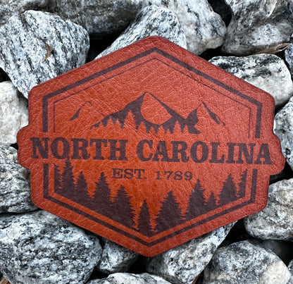 North Carolina Leather Patch/ Hat Bar/ Mountains