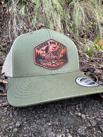 Hound Dog Hats Skeleton Leather Patch Hat | Outdoor Trucker Hat