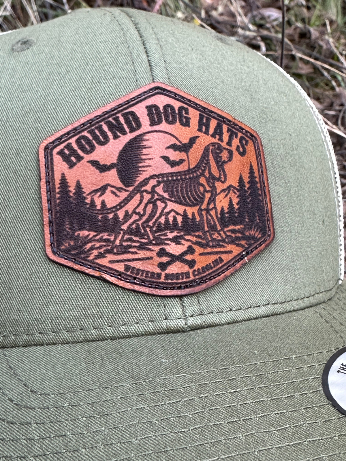 Hound Dog Hats Skeleton Leather Patch Hat | Outdoor Trucker Hat