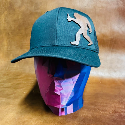 Bigfoot Leather Patch Hat / Bigfoot Cap for Men /  Fun Sasquatch Beer Gift  / Bigfoot Trucker Hat