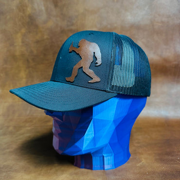 Bigfoot Leather Patch Hat / Bigfoot Cap for Men /  Fun Sasquatch Beer Gift  / Bigfoot Trucker Hat