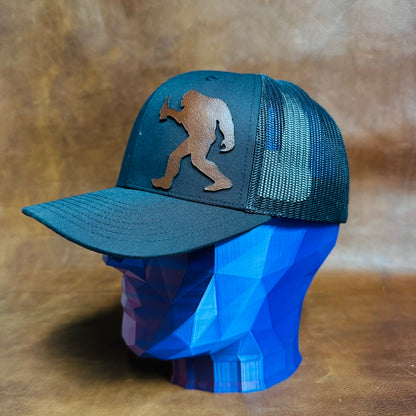 Bigfoot Leather Patch Hat / Bigfoot Cap for Men /  Fun Sasquatch Beer Gift  / Bigfoot Trucker Hat